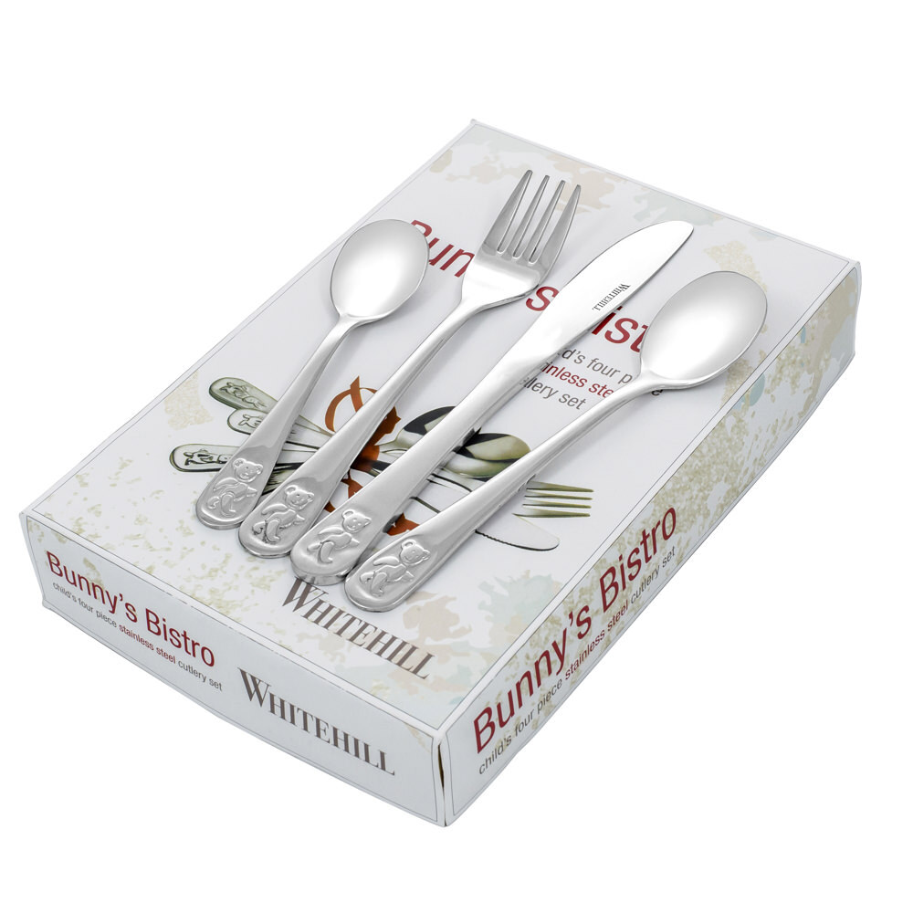 Whitehill Baby Stainless Steel Teddy's Table Cutlery Set (4 Pc Set