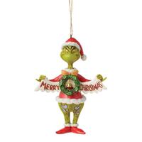 Grinch by Jim Shore - 13cm/5.25" Grinch With Merry Christmas Banner HO