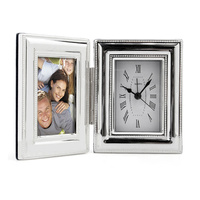 Whitehill Studio - Silver Plated Beaded Clock/Photo Frame 6cm x 9cm